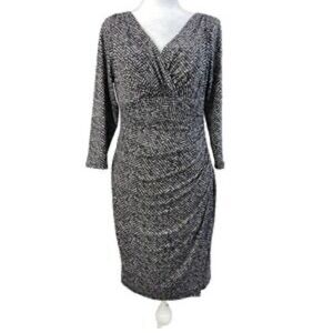 Ralph Lauren Faux Wrap Dress size 10
Gray, Black, White Snakeskin Print